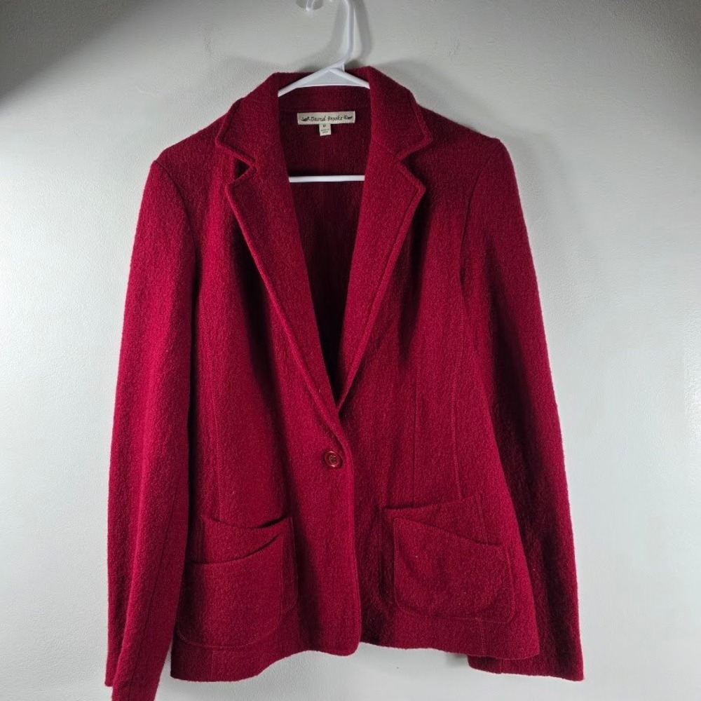 VinDavid Brooks Vintage Women's Red Wool Blazer Jacket Size M Classic